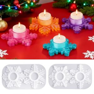 Moules en silicone moules de coulage No&euml;l, QZOSZ 2 pcs flocon de neige moules en pl&acirc;tre pour couler No&euml;l moule &agrave; bougie 3D flocon de neige, porte-bougie flocon de neige moule en silicone No&euml;l moules (Eeib Toffs Store, neuf)