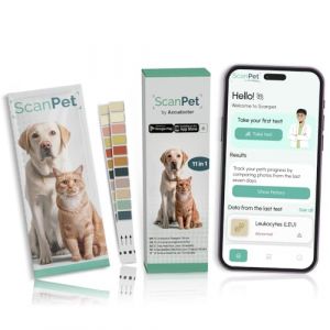 (10 Bandelettes) SCANPET Kit test urinaire chat et chiens + APP 11 Parametres Test pH urine chie Bandelette test urinaire chat &ndash; Lecture facile avec application mobile - Test glucose urine chat et chi (Medical Test, neuf)