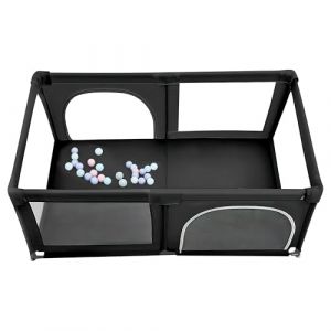 XUANYU Parc B&eacute;b&eacute; Rectangulaire avec Barri&egrave;res et Porte, Parcs de Jeux Pliable en Tissu Oxford, Centre d'activit&eacute;s B&eacute;b&eacute;, Parc Enfant pour Int&eacute;rieur/Ext&eacute;rieur (Noir B 180 x 120 x 66 cm) (XUASHW, neuf)