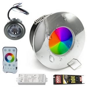 Kit 3 spots chromothérapie LED RGB 9 W encastrables salle de bain douche contrôleur Wi-Fi télécommande commande vocale alexa google 12 V IP65 (PlanetItaly, neuf)
