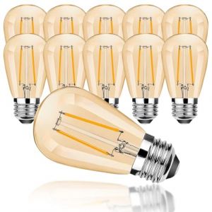 ProCrus Lot de 10 ampoules LED E27 S14 2 W vintage Edison, &eacute;quivaut &agrave; une ampoule &agrave; incandescence de 10 W, pour guirlande lumineuse d'ext&eacute;rieur, blanc chaud, intensit&eacute; non variable, classe (ProCrus-EU, neuf)