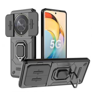UPLAI Coque pour Honor Magic 6 Lite 5G (Magic6 Lite), Antichoc Armure Silicone Housse avec Glisser Cam&eacute;ra Cover et 360&deg; Rotatif M&eacute;tal Anneau Support, Prime TPU + PC Durable &Eacute;tui. Noir (UPINLY, neuf)