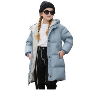 XINYUNZU Manteaux Fille Doudoune mi-Longue Manteau à Capuche Chaud Veste à Capuche Blouson avec Poches Enfant Hiver Vêtement pour 2-11 Ans Girls Coat Parka Veste Chaude Bleu 10 ans (RBYWBT, neuf)