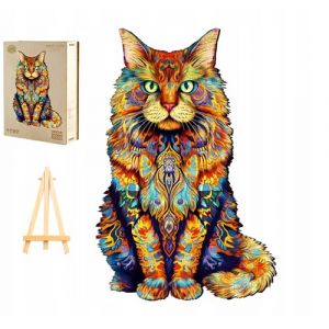 PASJO Puzzle en Bois Adulte Chat Maine Coon 270 Pi&egrave;ces 42 x 27,8 cm Couleurs Color&eacute;es Mini Chevalet Bo&icirc;te en Bois Pi&egrave;ces en Forme d'Animal (PASJO, neuf)
