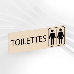 Plaque Signalétique Toilettes Mixtes – Plaque De Porte Adhésive PVC 5 x 15 cm – 20 Couleurs Disponibles (Beige) (GRAVURE ET COMPAGNIE, neuf)