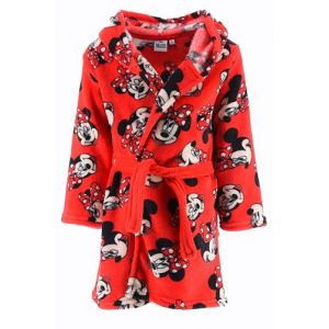 Disney Minnie Mouse Robe de Chambre pour Fille, Tissu Doux Robe pour la Maison Enfant, Cadeau pour Filles, Taille 3 Ans | Rouge (La Esencia, neuf)