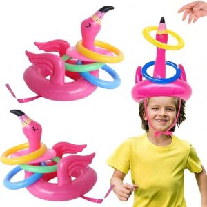 CUVZORA 10 pi&egrave;ces Bou&eacute;e Piscine Gonflable Flamant Rose, Jeu de Lancer Anneau pour Enfants, Accessoire de Pool Party &Eacute;t&eacute;, Jeu Gonflable pour Piscine et Ext&eacute;rieur, D&eacute;co F&ecirc;te Anniversaire Enfants (ISTVANGA Kft., neuf)