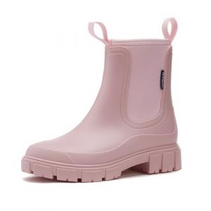 AONEGOLD Bottes De Pluie Femme Caoutchouc Imperm&eacute;ables Antid&eacute;rapant L&eacute;g&egrave;res Wellies Rain Boots Semi-Hautes de Jardinage Chaussures(Rose Warm,40 EU) (chengzhou, neuf)