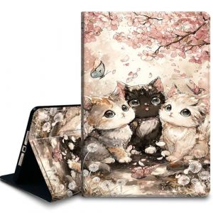 Bxgolkgd Étui pour tablette Kindle Paperwhite 2024 (12e génération) et Kindle Colorsoft Signature Edition 7" avec fonction veille/réveil automatique, chat fleur de cerisier (BXGOLKGD, neuf)