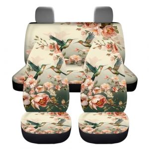 UOIMAG Lot de 4 housses de si&egrave;ge de voiture avec motif colibri floral pour femmes Accessoires de voiture esth&eacute;tiques (POLERO, neuf)