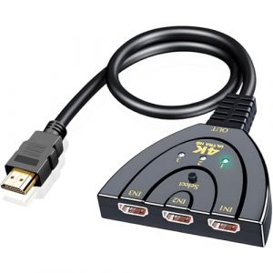 HDMI Switch 3 en 1 sortie, 4K &agrave; 30Hz HDMI Splitter, 3 ports HDMI Hub prend en charge Full HD 4K 1080P 3D Player Compatible avec Roku Fire TV Stick HDTV PS4/PS5 Xbox One Chromecast, compatible avec Mac (MOFEI, neuf)