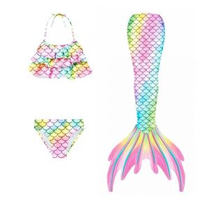 Maillot De Bain Enfant Fille Joli Maillot de Bain d'été Cosplay Party Fille Manches Longues 3 Pièces Deguisement Océan Piscine Natation Plage Costume de Bain de Plage (HIKLASbien, neuf)