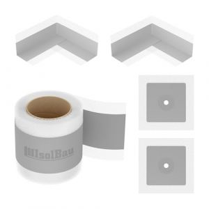 Isolbau Kit de ruban d'&eacute;tanch&eacute;it&eacute; 101 g pour l'int&eacute;rieur et l'ext&eacute;rieur avec 10 m de bande d'&eacute;tanch&eacute;it&eacute;, 2 coins int&eacute;rieurs et 2 manchettes murales, joint &eacute;tanche pour douche, salle de bain, cuisine (isolbau, neuf)