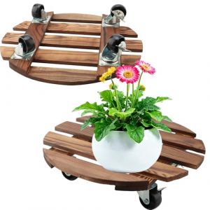 DAKFOOK Lot de 2 paniers à Plantes en Bois avec roulettes, Rouleau Rond de 30 cm avec roulettes verrouillables Chariot pour Plantes pour Plantes d'intérieur et d'extérieur (shenzhenxinxindianzishangwuyouxiangongsi, neuf)