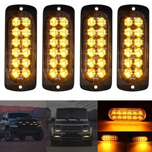 auvstar 4pcs 12-24V LED Stroboscopique Voiture Ampoule Led Voiture Orange Lumineux Feux éclairage Remorque Clignotant Strobe Lights Balise Clignotante de Sécurité Pour Voiture Utilitaire (jaune) (HOYI, neuf)