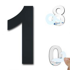 Ywonoby Num&eacute;ro de maison ext&eacute;rieur moderne bross&eacute;e，75mm Num&eacute;ro de porte autocollant en acier inoxydable，Plaque de num&eacute;ro de maison et Num&eacute;ro de Boite aux Lettres ，Noir (1) (uuhouse, neuf)