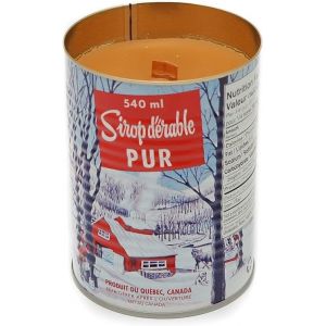 MapleFarm - Bougie parfum&eacute;es au sirop d'&eacute;rable en bo&icirc;te traditionnelle canadienne. M&egrave;che en bois. Maple syrup candle. (MapleFarm, neuf)