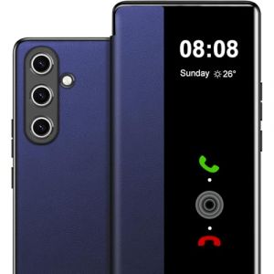 Coque pour Samsung A56 Etui à Rabat pour Samsung Galaxy A56 Coque Clapet Protection Case A56 5G Flip Folio Clear View Cover Mince 360 Full Body Antichoc Housse 5G/6.7" (Bleu) (ZhuChuangYouSuJiaoZhiPinYouXianGongSi, neuf)