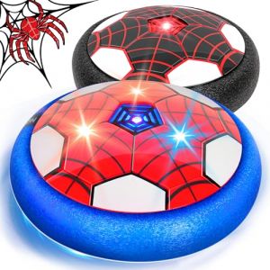 Philivivi Spider Ballon de Foot Aéroglisseur LED - Lot de 2, Jouet Enfant Air Power Football 3-12 Ans, Football Enfant pour Intérieur/Extérieur, Idée Cadeau Garçon/Fille (Anniversaire, Noël)-RB (Meansplus, neuf)