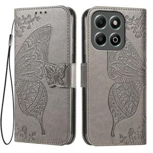 EASSGU Coque pour Honor 200 Smart/Honor X7C (6.8" inches) Etui Flip Magn&eacute;tique avec 3 Fentes pour Cartes 1 Portefeuille, Housse - Gris (EASSGU, neuf)