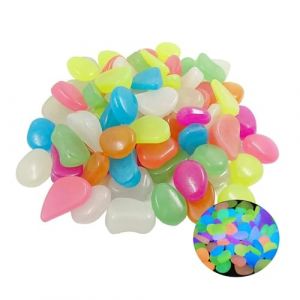 Galet Lumineux,Cailloux Fluorescents,Lumineux Cailloux,Pierres Fluorescentes,Cailloux Artificiels,Multicolore Galets Pierres,Pour la Décoration de Jardins, Allées, Pots de fleurs,200PCS (LIYANHO, neuf)