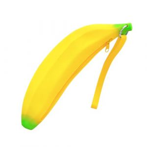 WisePoint Porte-monnaie 3D en silicone banane, fruits Mini porte-monnaie avec poignet et fermeture &eacute;clair pour pi&egrave;ces de monnaie, cl&eacute;s, crayon, dr&ocirc;le en forme de banane Petite trousse &agrave; crayons Charms (WisePoint, neuf)
