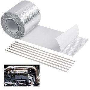 Srvauyea Bande Thermique Echappement, 5M x 5cm Ruban Isolant Thermique, Bande Isolante Adh&eacute;sive, Bande d'&Eacute;chappement avec 6 Attaches de C&acirc;ble pour Tuyeau Collecteur Echappement Moto (JSHAIN, neuf)