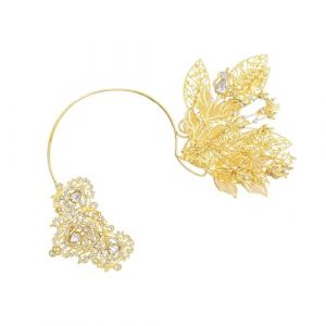Serre-tête à fleurs et feuilles pour mariée - Élégant serre-tête de vigne - Pour mariage - Pour cérémonie (ZBIAOs, neuf)