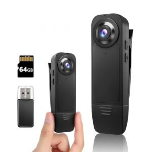 kaysunlink 1080P Mini Cam&eacute;ra Sport avec 64GB Carte, Corporelle Cam, Vision Nocturne, Autonomie de 6 Heures, Cam&eacute;ra d'action pour Vlogging, Voyages, S&eacute;curit&eacute; et Travail, Noir (Kaysunlink, neuf)