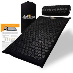 LyfeFocus Ensemble tapis d'acupression et oreiller avec sac de voyage &ndash; Tapis de massage d'acupuncture rembourr&eacute; pour soulager les douleurs du dos, du cou et des &eacute;paules &ndash; Soulage les tensions (LyfeFocus, neuf)