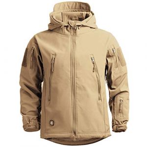 MakingDa Veste imperméable à capuche, de style décontracté, pour hommes, veste avec doublure en polaire Softshell, veste de course tactique militaire, kaki, XL (Color Rush, neuf)