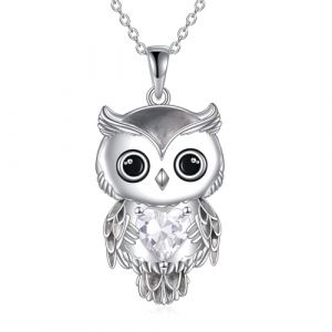 Collier Hibou Bijoux Cadeaux pour Femmes en Argent Sterling Pierre de Naissance Hibou Pendentif Collier Bijoux de Noël pour Les Filles (04-Avril) (zhanglushop, neuf)