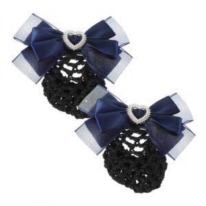 DEARMAMY 2 Pièces Pince à Cheveux Professionnel Filet à Cheveux Chignon Arc Accessoires De Cheveux Pour Les Femmes Filets à Cheveux Femmes Agrafe Barrette à Nœud En Résille Bleu En Tissu (Liiane, neuf)