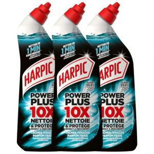 Harpic - Lot de 3 Gels WC Power Plus nettoyant surpuissant taches tenaces - nettoyant WC antibactérien - efficace sans brosse - 750ml (Pennguin-FR-Home, neuf)