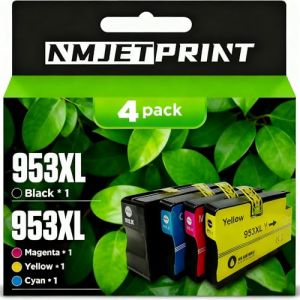 953XL Lot de 4 cartouches d'encre compatibles avec HP 953XL 953 avec puce compatible avec HP OfficeJet Pro 8715 8710 8210 8218 8720 8725 8728 8730 8740 7730 7720 7740 (NMJET, neuf)