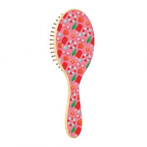 Brosse en bois Été Patttern Red Paddle Brosse à cheveux pour les femmes Brosse à cheveux en bois Massage Brosse à cheveux (YAJIEFS, neuf)