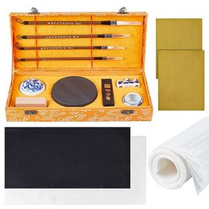 PH PandaHall Set de Calligraphie Chinoise, 13 Feuilles 3 Styles Papier d'écriture à l'encre 4PCS Pinceaux de Calligraphie Set de Calligraphie Japonaise Set de Peinture Pratique de la Calligraphie (Yizhou EU, neuf)