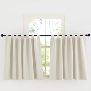 KGORGE Rideau Court Occultants Opaque, Rideaux Cuisine pour Chambre Enfants/Adultes avec Pattes, Decoration Maison Petite Fenetre, L140xH90 cm, 2 Pièces, Beige Clair (KGORGEHOME, neuf)