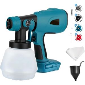 Pulvérisateur de peinture sans fil pour Bosch 18 V, pistolet électrique HVLP avec 4 buses, réservoir de 1000 ml pour meubles de maison, clôtures, terrasses, murs et plafonds (sans batterie) (divinge, neuf)