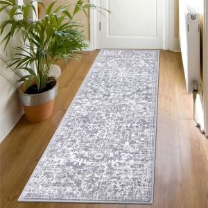 SHACOS Tapis Couloir Vintage Gris 60x180cm Tapis Cuisine Devant Evier Lavable Antidérapant Shaggy Tapis de Passage Boheme Tapis de Sol Long avec Motif Fleurs pour Cuisine, Couloir, Passage, Chambre (Shenzhen MJ Shopping Co.,Ltd., neuf)