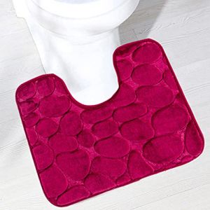 Reyox Tapis de Toilette Antid&eacute;rapant Absorbant Tapis Contour de WC Polyester Forme de U vin Rouge 40 x 50 cm (MOMAK, neuf)
