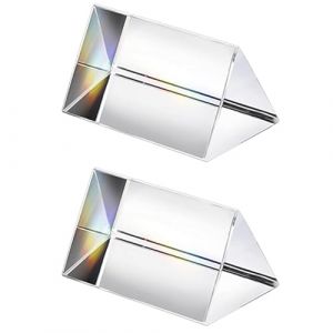 Lot de 2 prismes triangulaires en verre optique en cristal, 30 x 50 mm, prisme d'expériences de spectre arc-en-ciel, prisme triangulaire en cristal K9, lentille transparente pour la physique du (Lead First, neuf)