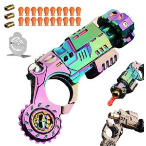 M&eacute;Tal Pistolet Jouet EDC, 20 Balles Molles Jouet Anti-Stress Plusieurs Modes De Jeu D&eacute;Marrable Soft Bullet Guns Toy avec Mini Disque en Acier, &agrave; Collectionner/Donner (Haoshuai Network, neuf)