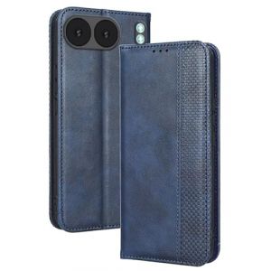 Topme Coque pour OnePlus Nord 4 5G / OnePlus Nord4 5G (6.74" inches) Etui Housse, &Eacute;tui de T&eacute;l&eacute;phone en Cuir avec Fente pour Carte Textur&eacute;e &eacute;l&eacute;gante.Bleu (topme, neuf)