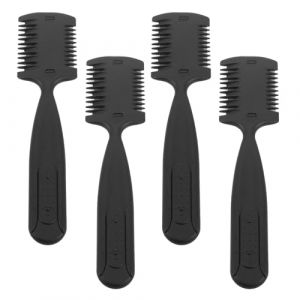 VILLFUL Peigne à Effiler Noir 4 Pièces – Outil de Coupe de Cheveux Multifonction à Double Usage – Peigne Rasoir Ergonomique pour Effilage et Texturisation des Cheveux Épais – Usage (WANHALA, neuf)