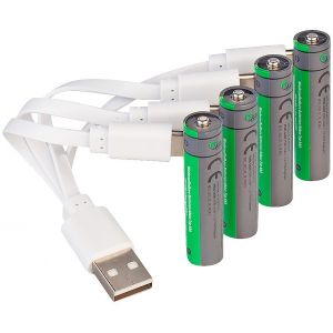 4 accus li-ion AAA 400 mAh avec port de chargement USB-C [tka K&ouml;bele Akkutechnik] (Pearl Diffusion, neuf)