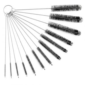 Goupillon Biberon, Brosses de Nettoyage 13 pi&egrave;ces, Brosse en Nylon 21 cm, Mini Brosse en Acier Inoxydable, pour Bouteilles, Pailles, Biberons, Tasses, Tuyaux, Machines &agrave; Caf&eacute; - Noir (CARVE IDEAS, neuf)