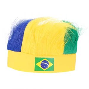 Hemobllo Bonnet à Postiche Extensible De Supporter De Football Brésil Respirant Et Confortable Unisexe Adapté à Divers Types De Cheveux Cosplay Fête (pattobold, neuf)