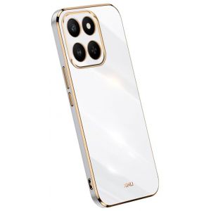 Topme Coque en Silicone pour Honor 400 Smart (4G/5G) / Honor X7d (6.77" inches), [ Etui Housse de T&eacute;l&eacute;phone de Style Bord Dor&eacute;] - Blanc (topme, neuf)