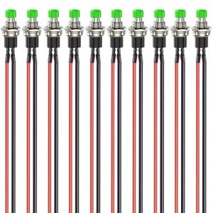 Gebildet Lot de 10 mini Boutons Poussoirs Momentan&eacute;s Pr&eacute;c&acirc;bl&eacute;s 7mm 3V-6V-12V-24V-230V/1A, SPST, Bouton Rond &agrave; 2 Broches Ouvert Nominal ON/OFF pour Mod&eacute;lisme Ferroviaire (vert) (Gebildet-FR, neuf)